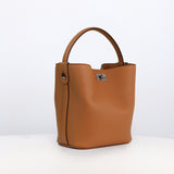 LEATHER BUCKET BAG ODEON MINI CAMEL