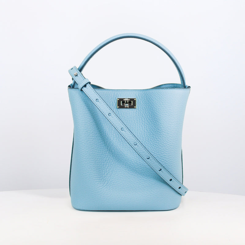 LEATHER HANDBAG ODEON MINI SKY BLUE