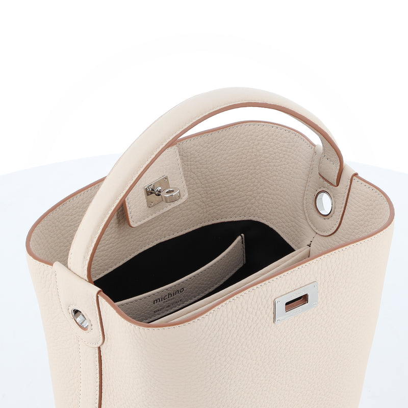 SAC SEAU EN CUIR ODEON MINI IVOIRE