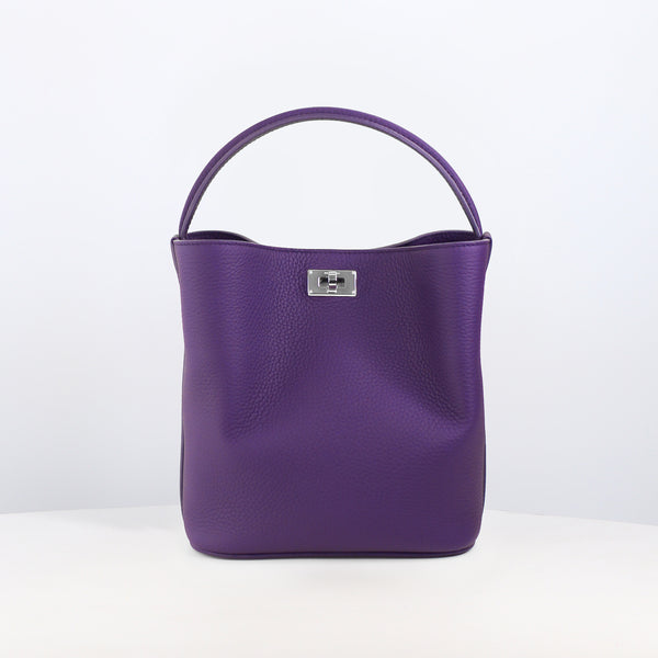 LEATHER BUCKET BAG ODEON MINI IRIS