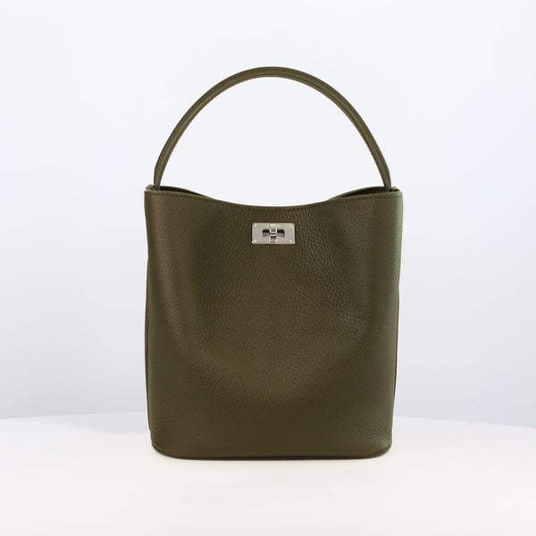 ODEON MINI LEDER-BUCKET-BAG KHAKI