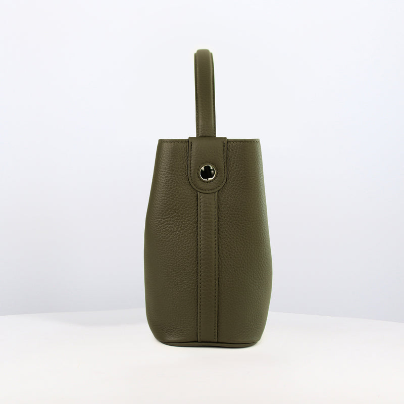 SAC SEAU EN CUIR ODÉON MINI KAKI