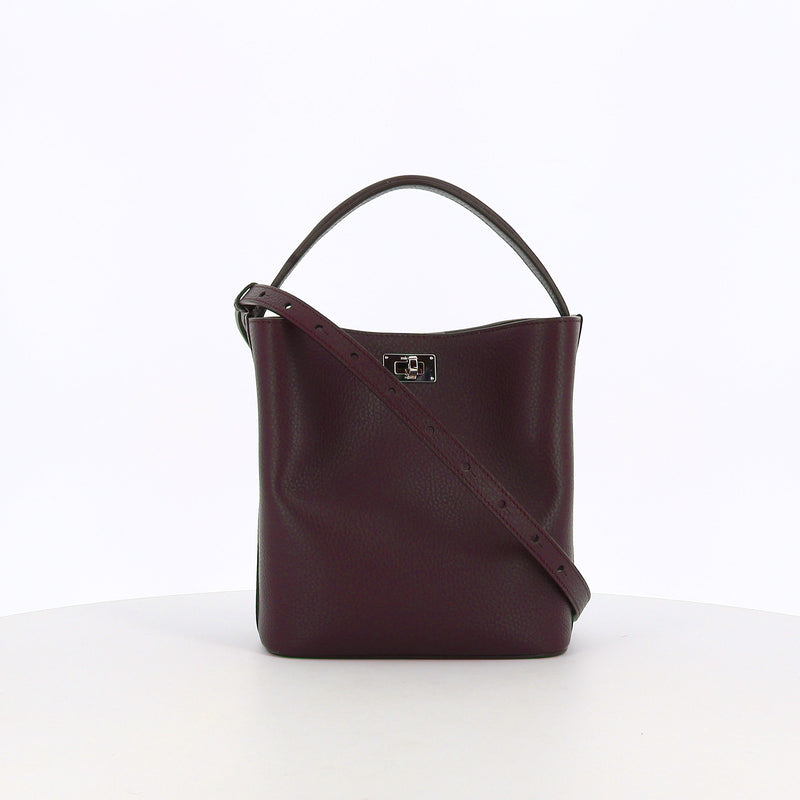 LEATHER HANDBAG ODEON MINI PRUNE