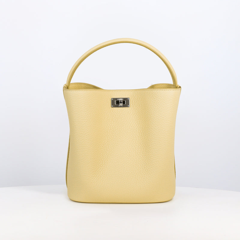 LEATHER BUCKET BAG ODEON MINI PASTEL YELLOW
