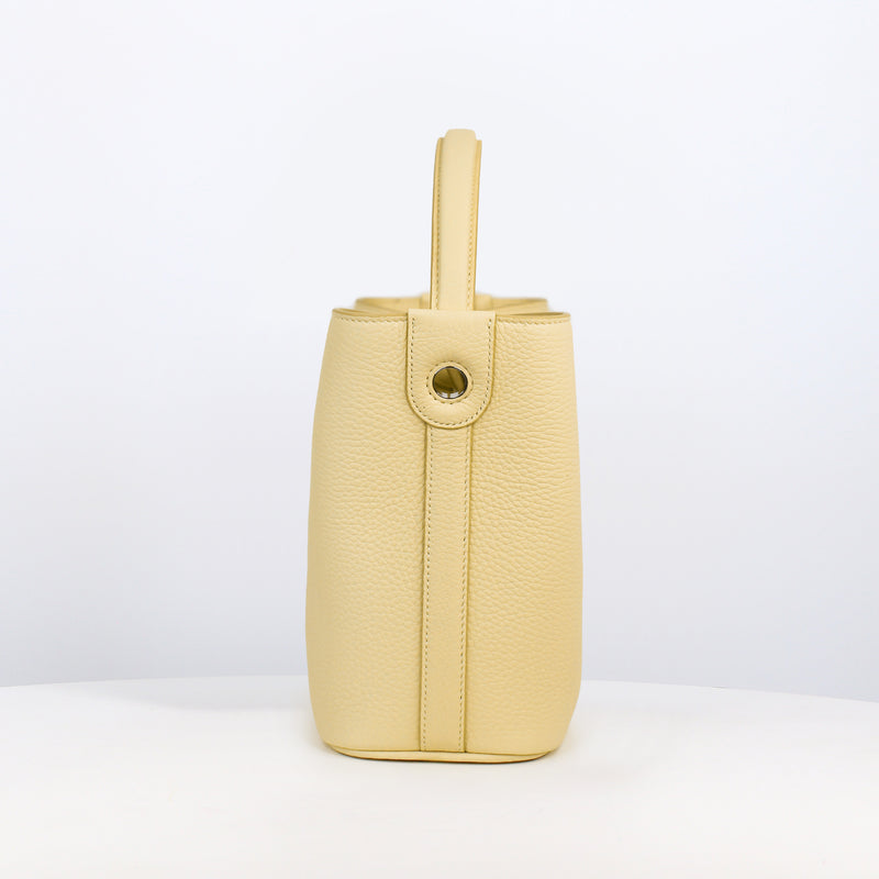 LEATHER BUCKET BAG ODEON MINI PASTEL YELLOW