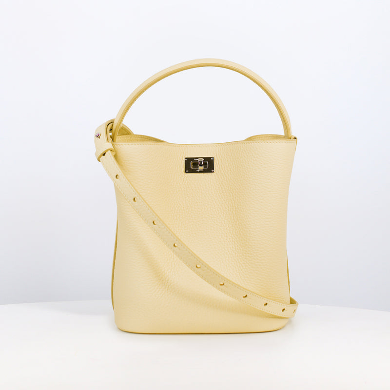 LEATHER BUCKET BAG ODEON MINI PASTEL YELLOW