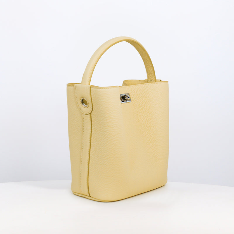 LEATHER BUCKET BAG ODEON MINI PASTEL YELLOW