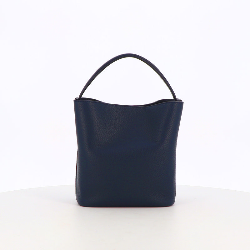 SAC SEAU EN CUIR ODEON MINI BLEU MARINE