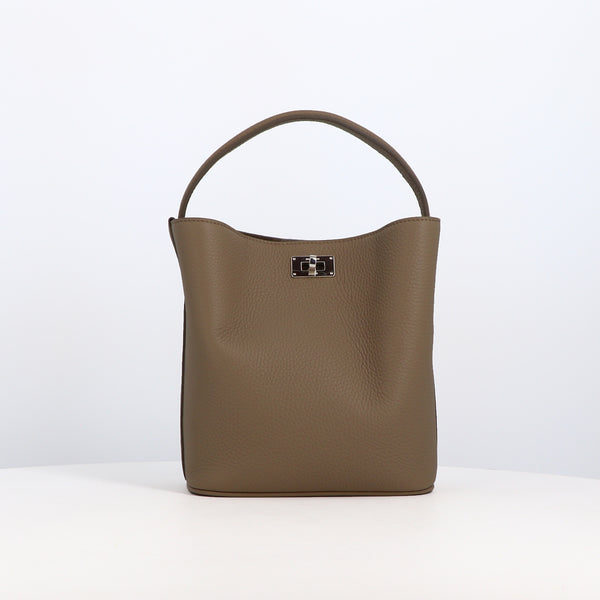 LEATHER HANDBAG ODEON MINI TAUPE