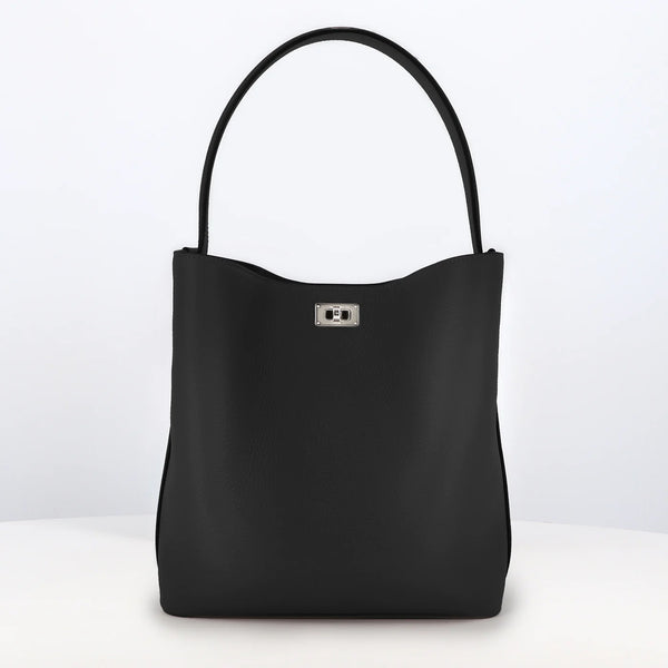 LEATHER HANDBAG ODEON PM BLACK