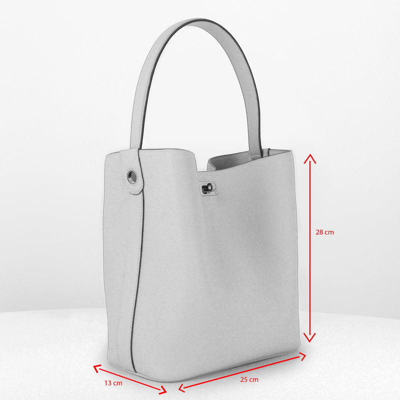 LEATHER BUCKET BAG ODEON PM TAUPE
