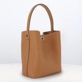 LEATHER BUCKET BAG ODEON PM CAMEL