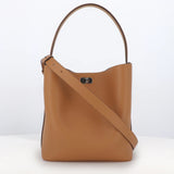 LEATHER BUCKET BAG ODEON PM CAMEL