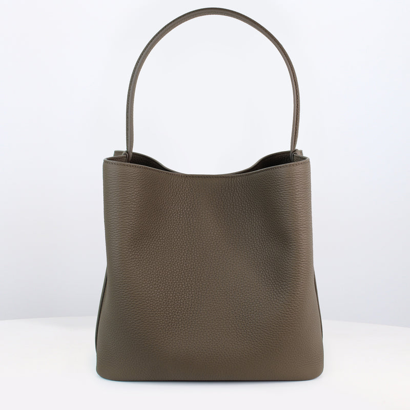 LEATHER BUCKET BAG ODEON PM TAUPE