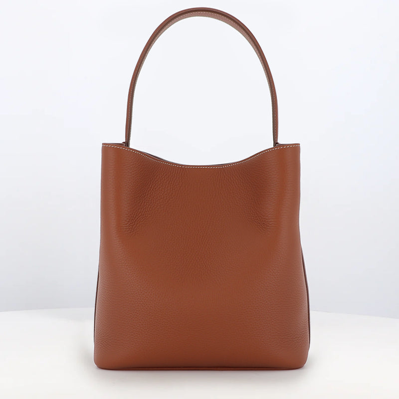 LEATHER BUCKET BAG ODEON PM GOLD