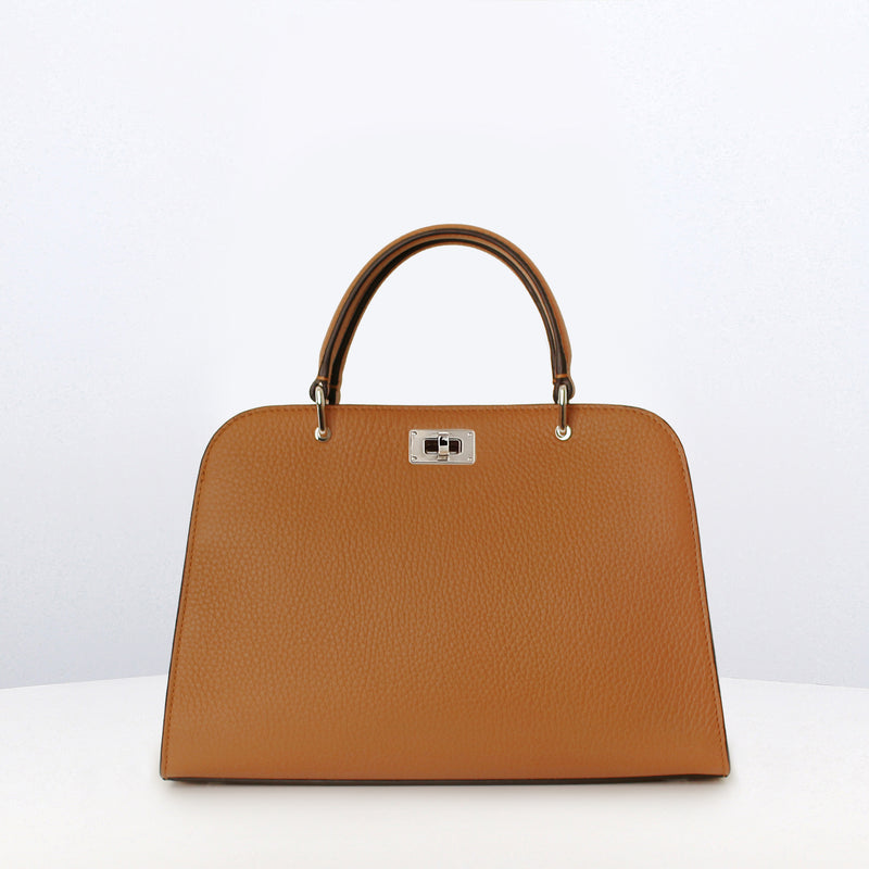 LEATHER HANDBAG OPERA MINI CAMEL