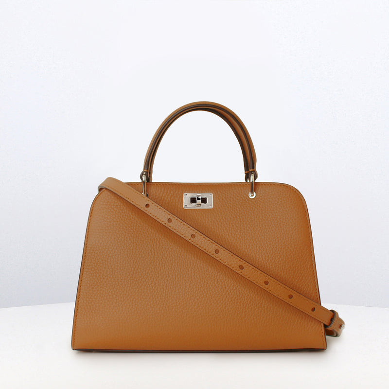 LEATHER HANDBAG OPERA MINI CAMEL