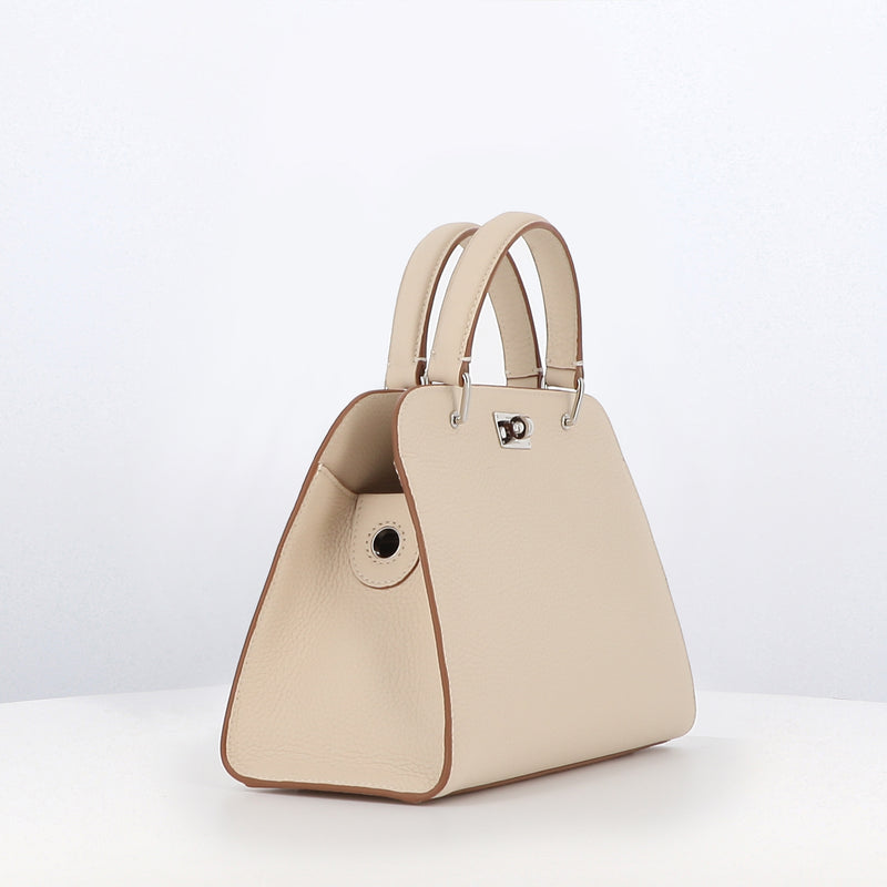 LEATHER HANDBAG OPERA MINI IVORY