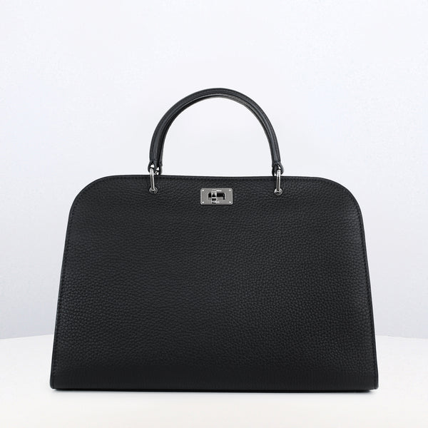 LEATHER HANDBAG OPERA PM BLACK