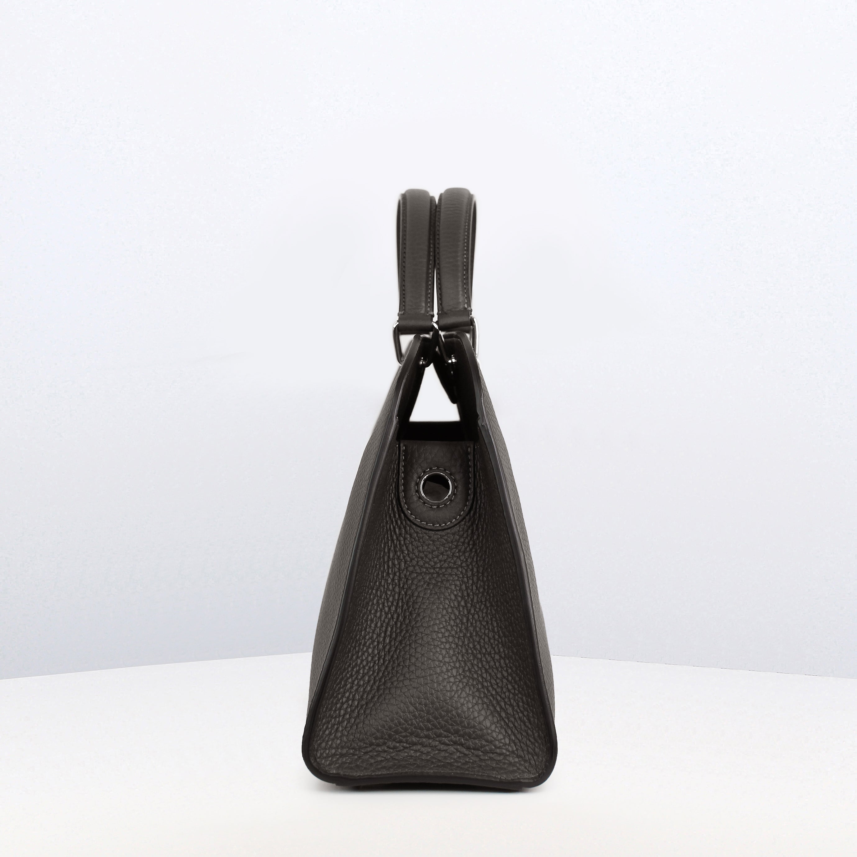 LEATHER HANDBAG OPERA PM CHARCOAL GREY