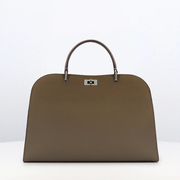 LEATHER HANDBAG OPERA PM TAUPE