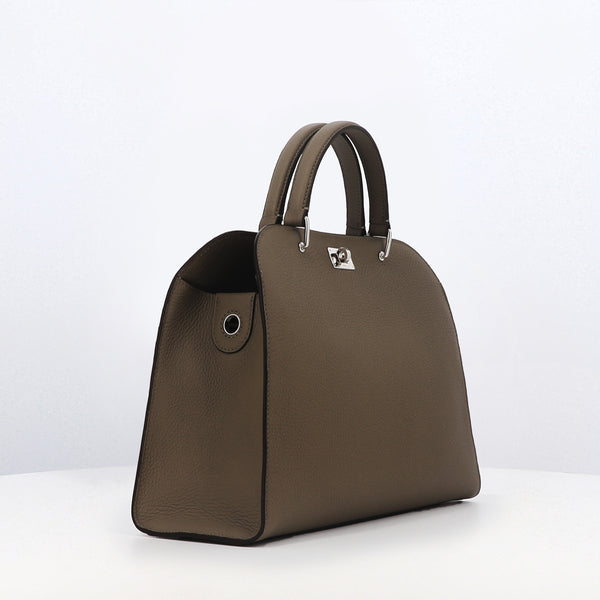 LEATHER HANDBAG OPERA PM TAUPE