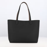 RIVOLI REVERSIBLE LEATHER TOTE BAG EAST/WEST BLACK/TOURTERELLE