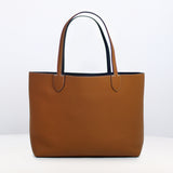 RIVOLI REVERSIBLE LEATHER TOTE BAG EAST/WEST CAMEL/SMOKE