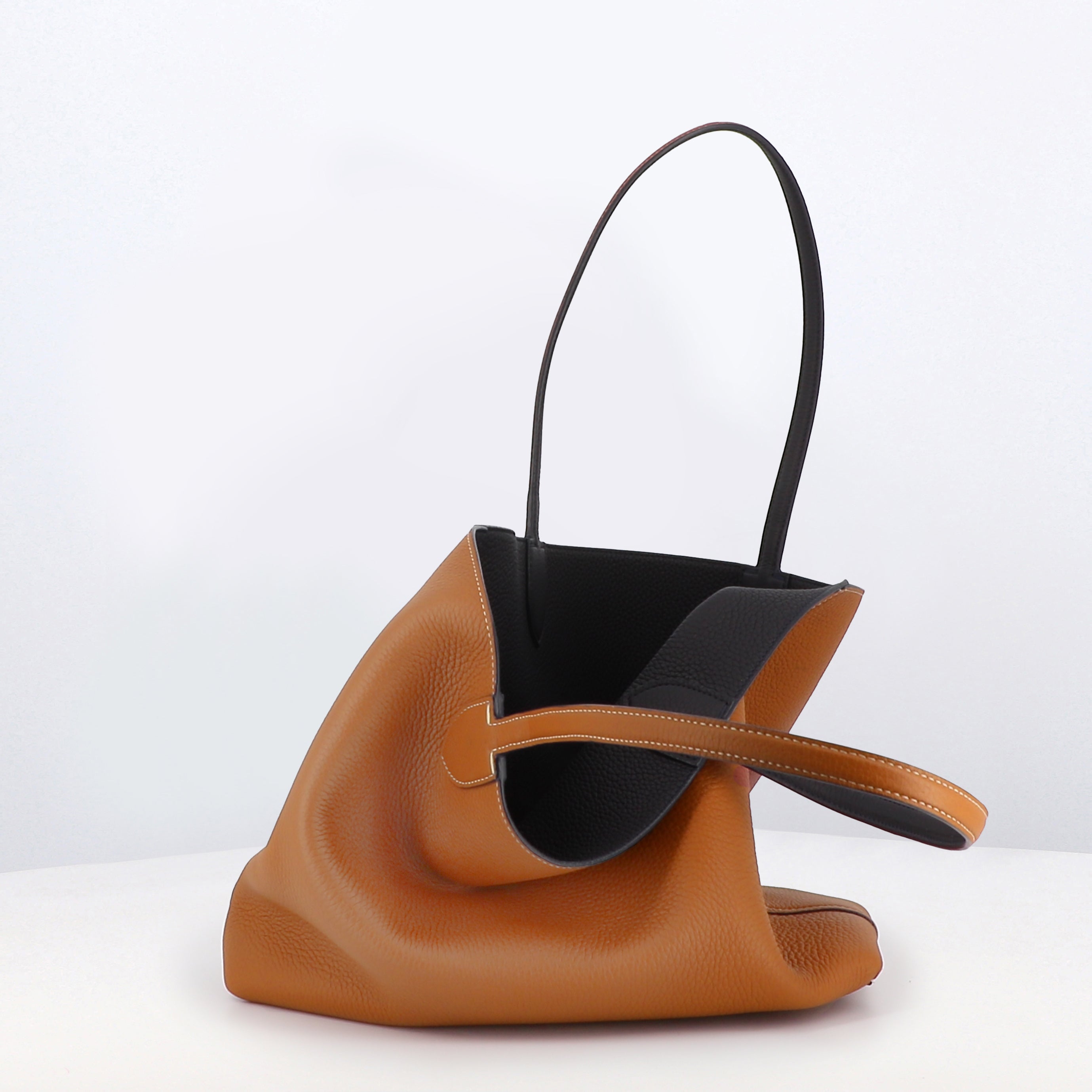 SAC CABAS EN CUIR RÉVERSIBLE RIVOLI EST/OUEST CAMEL/SMOKE