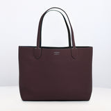 RIVOLI REVERSIBLE LEATHER TOTE BAG EAST/WEST CHARCOAL GREY/PRUNE