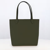 RIVOLI REVERSIBLE LEATHER TOTE BAG NORTH/SOUTH KHAKI/BLACK