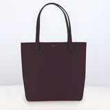 RIVOLI REVERSIBLE LEATHER TOTE BAG NORTH/SOUTH CHARCOAL GREY/PRUNE