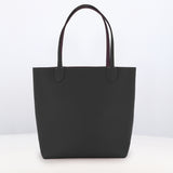 RIVOLI REVERSIBLE LEATHER TOTE BAG NORTH/SOUTH CHARCOAL GREY/PRUNE