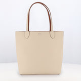 RIVOLI REVERSIBLE LEATHER TOTE BAG NORTH/SOUTH GOLD/IVORY