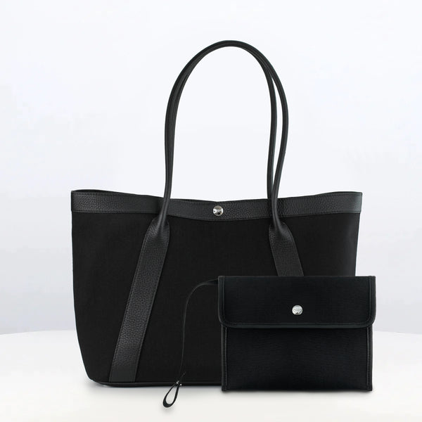 BUNDLE : SEINE40 BLACK TOTE & MATCHING CANVAS POUCH SET