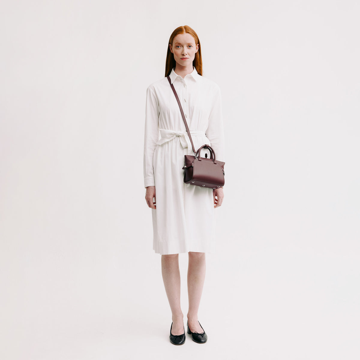 LEATHER HANDBAG SEPTIEME MINI PRUNE