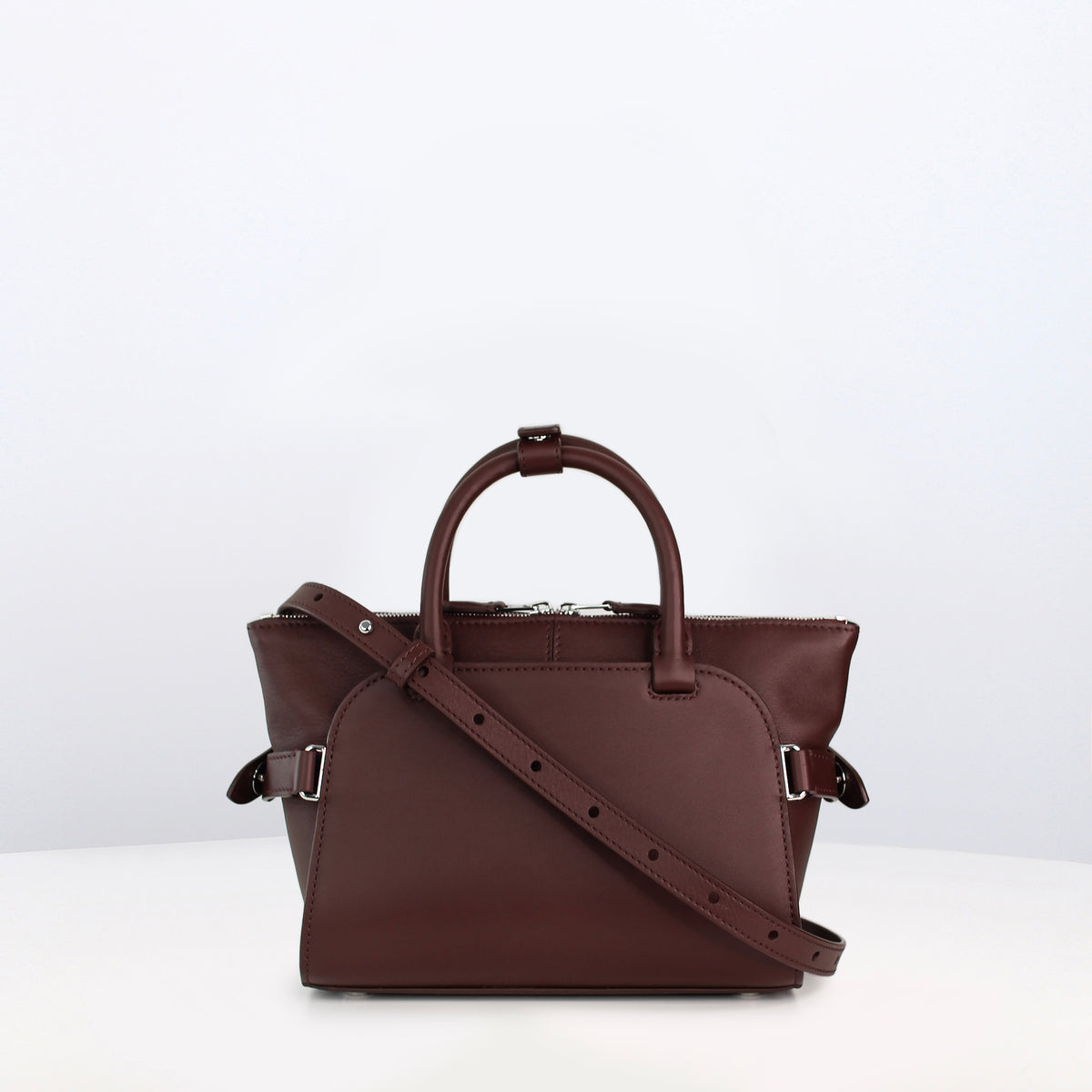 LEATHER HANDBAG SEPTIEME MINI PRUNE