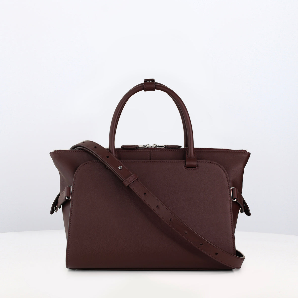 LEATHER HANDBAG SEPTIEME PM PRUNE