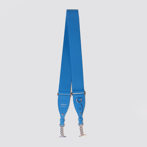 LARGE BANDOULIÈRE DE SAC EN CUIR BLEU TRANSAT