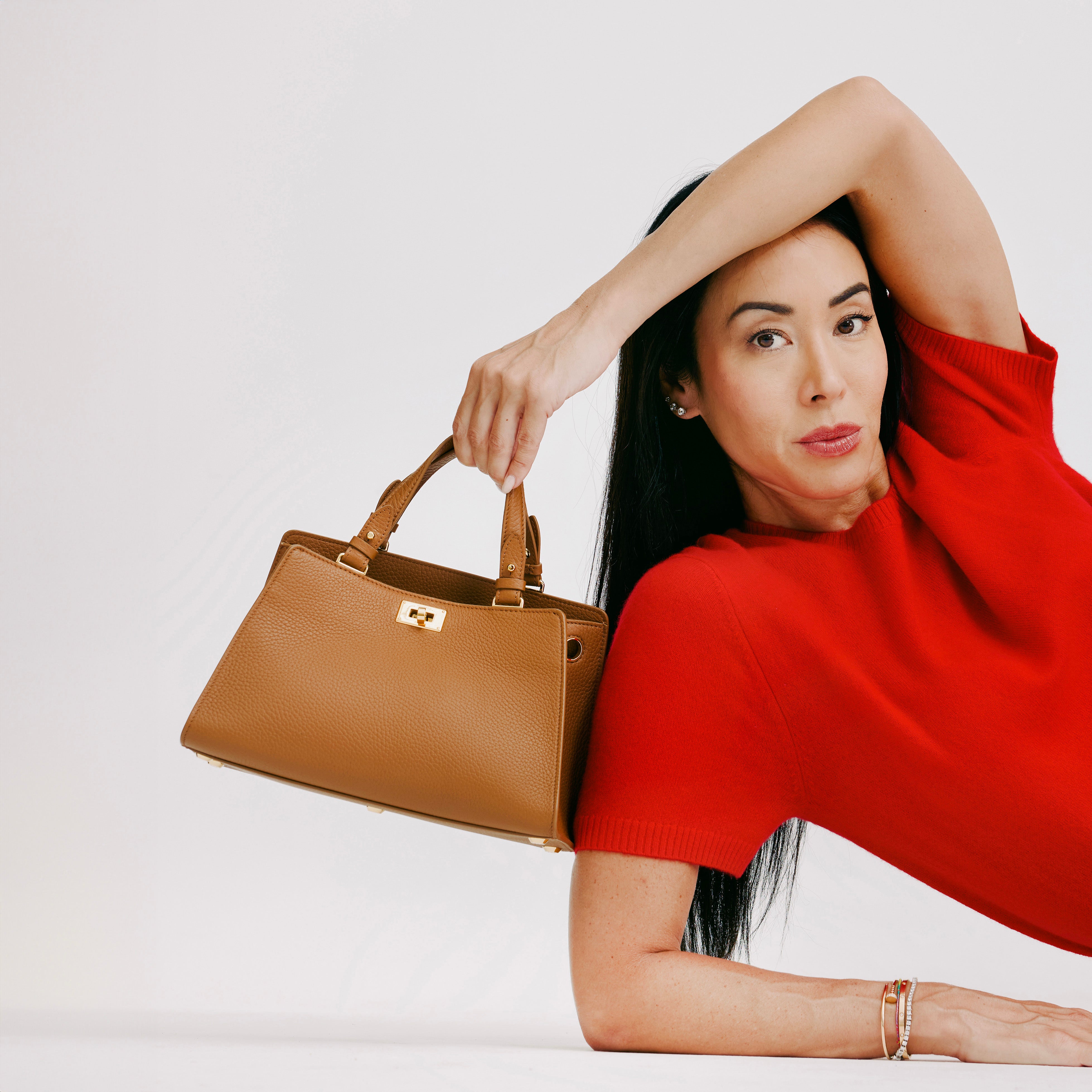 レザーハンドバッグ - トロカデロ くり色