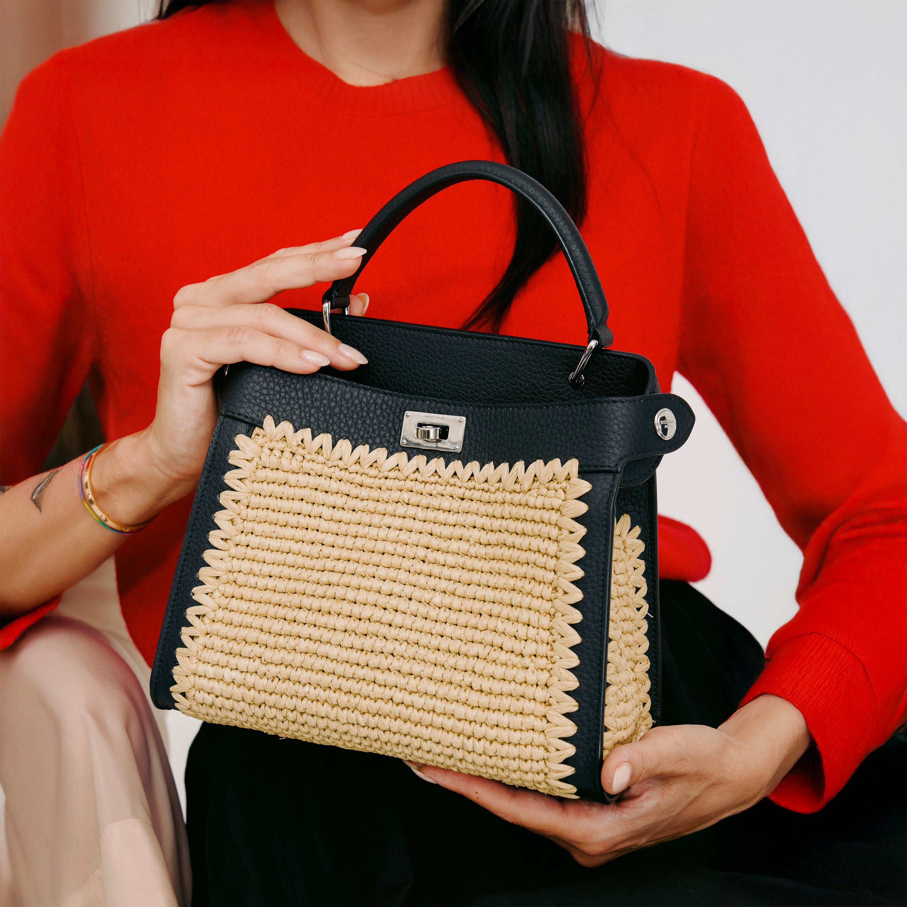 SAC À MAIN LUTECE MINI NOIR RAFFIA