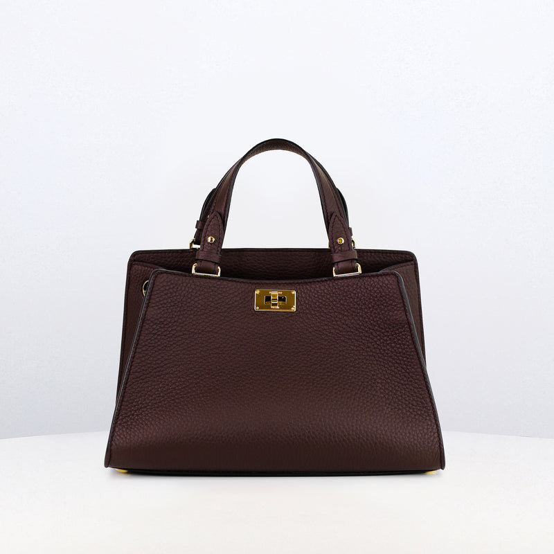 LEATHER HANDBAG TROCADERO PRUNE