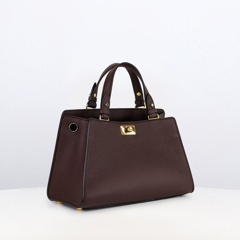 LEATHER HANDBAG TROCADERO PRUNE