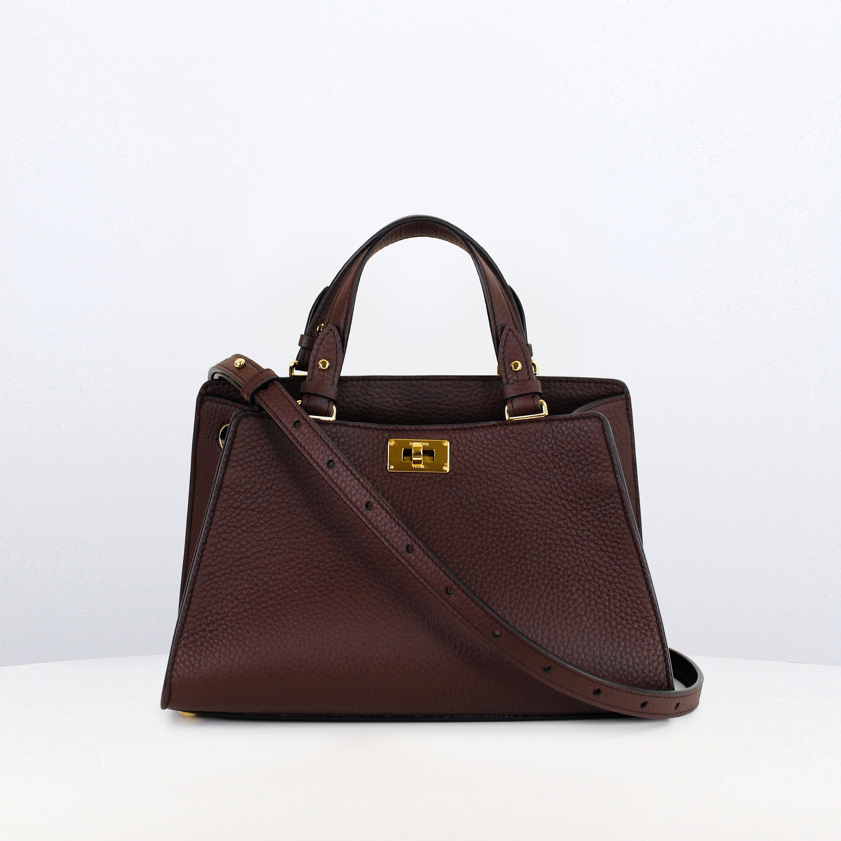 LEATHER HANDBAG TROCADERO PRUNE