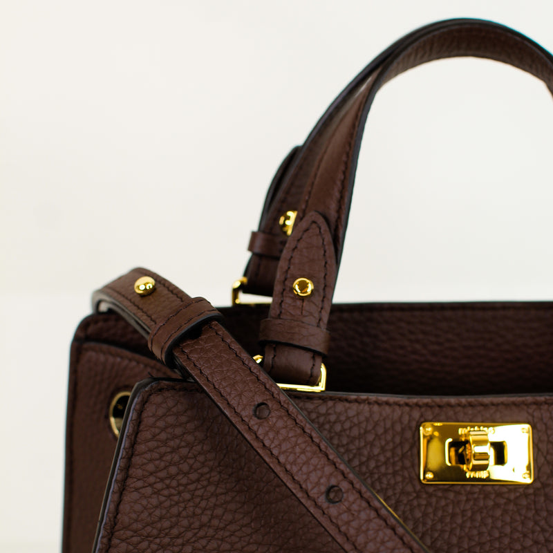 LEATHER HANDBAG TROCADERO PRUNE