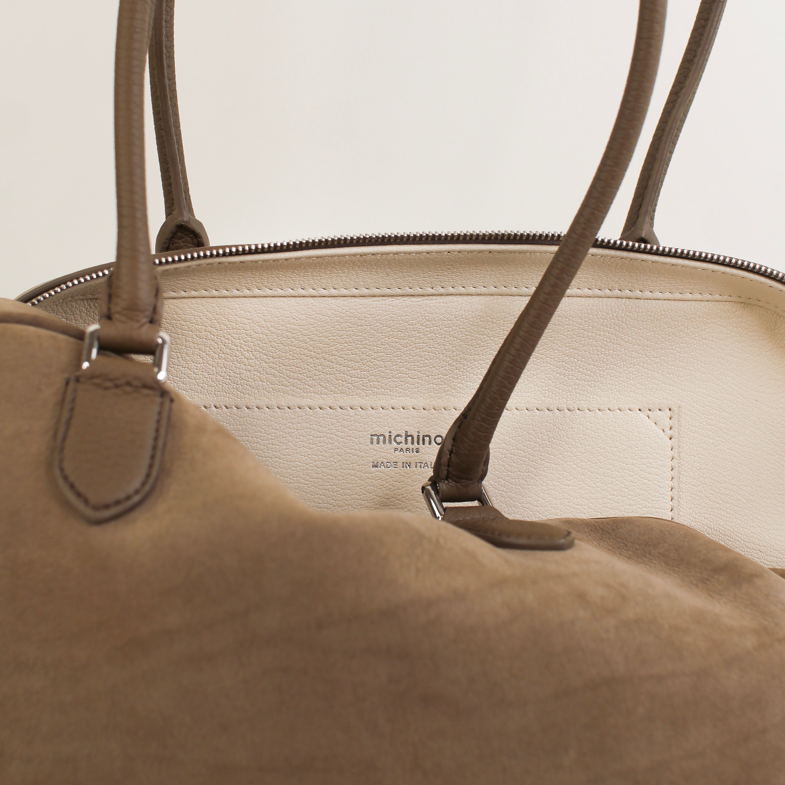 "Archive Event" SAC À MAIN EN CUIR BOSTON TUILERIES PM NUBUCK TAUPE