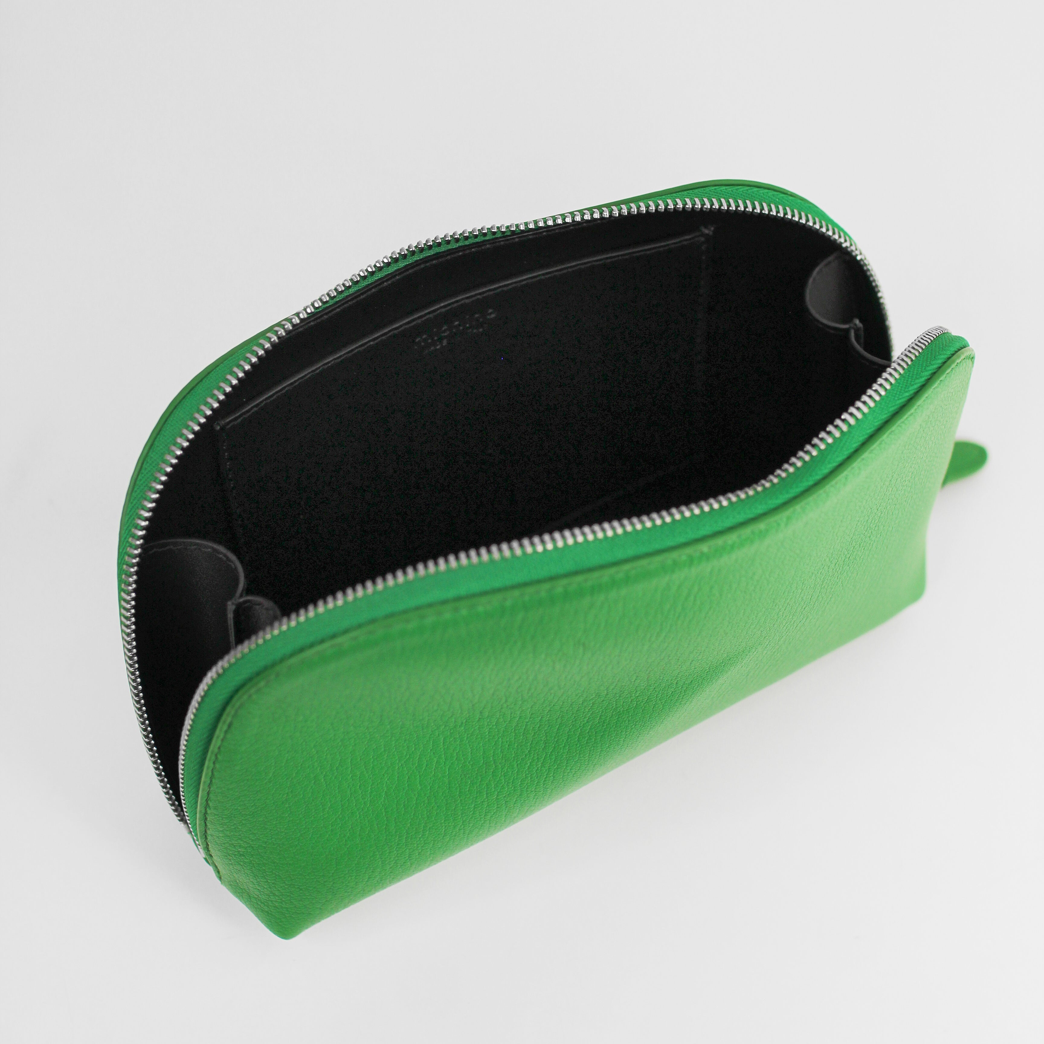 TROUSSE DE COSMÉTIQUE EN CUIR VERT BAMBOU