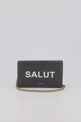LEATHER BLACK WALLET ON CHAIN SALUT