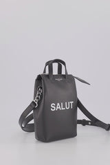 LEATHER SHOULDER BAG NOTRE-DAME NANO SALUT BLACK