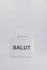 LEATHER HANDBAG PIGALLE SMALL WHITE SALUT